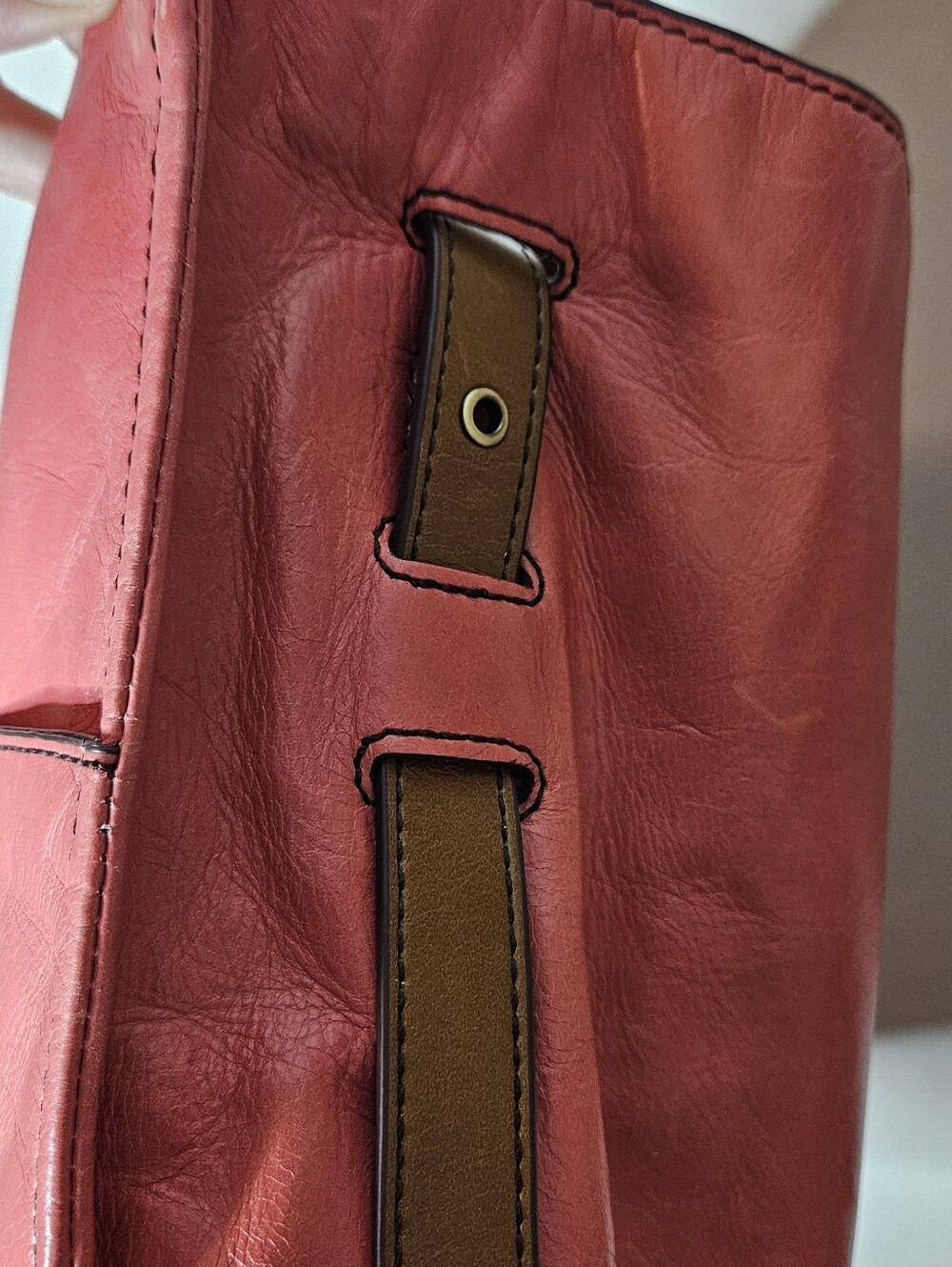 HOBO Park Tote Handbag in Blossom Pink Leather Brown Accents Paisley Lining - Picture 5 of 10